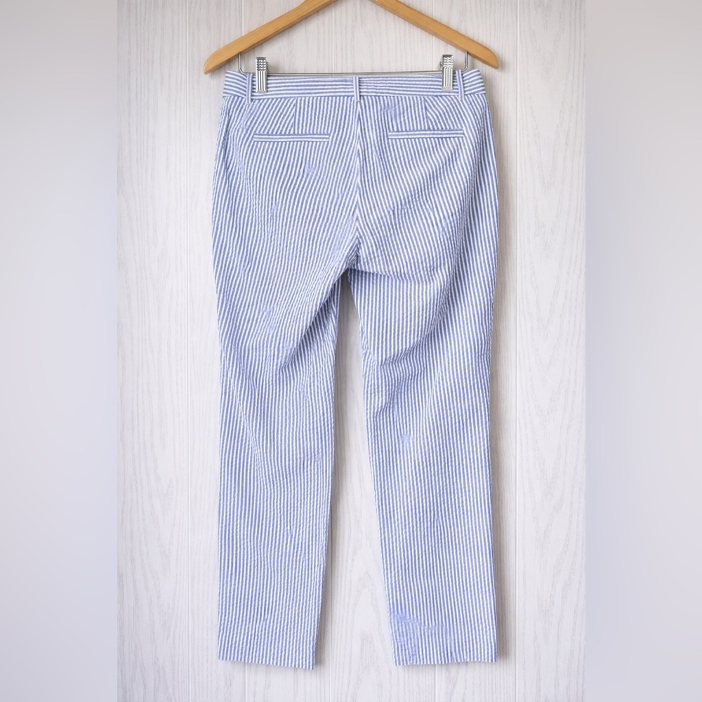 J.Crew Café Capri Blue Seersucker Stripe Pants Size 2 EUC - Picture 3 of 5